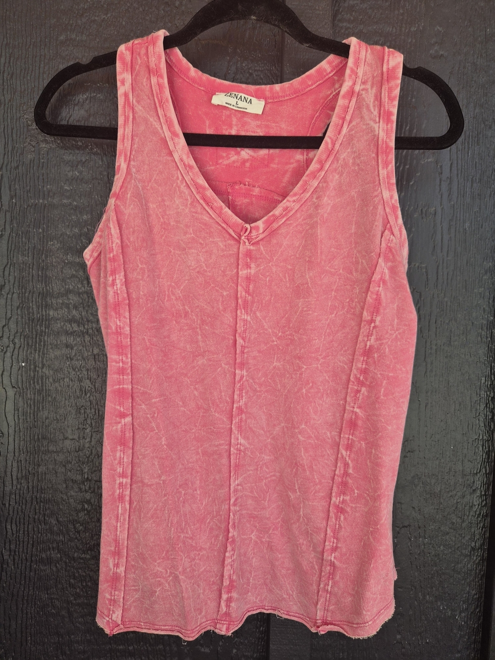 Zenana Outfitters Pink V-Neck Washed Tank Top